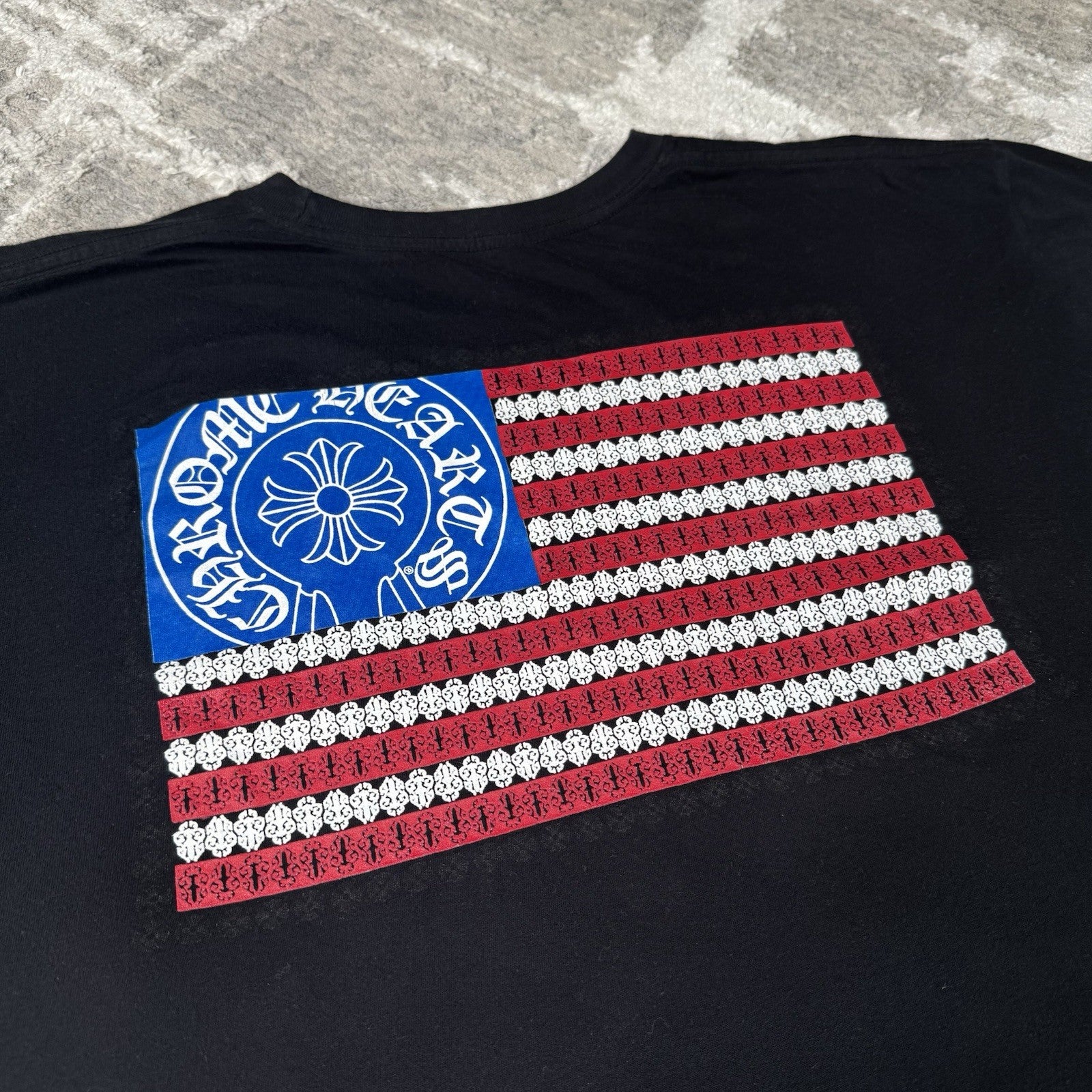 Chrome Hearts USA Dagger Flag Short Sleeve Tee Shirt 