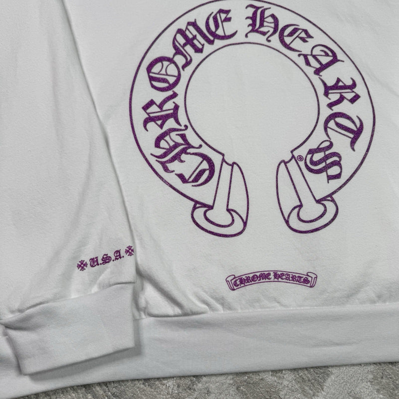 Chrome Hearts Purple Glitter Online Exclusive Horseshoe Pullover Hoodie 