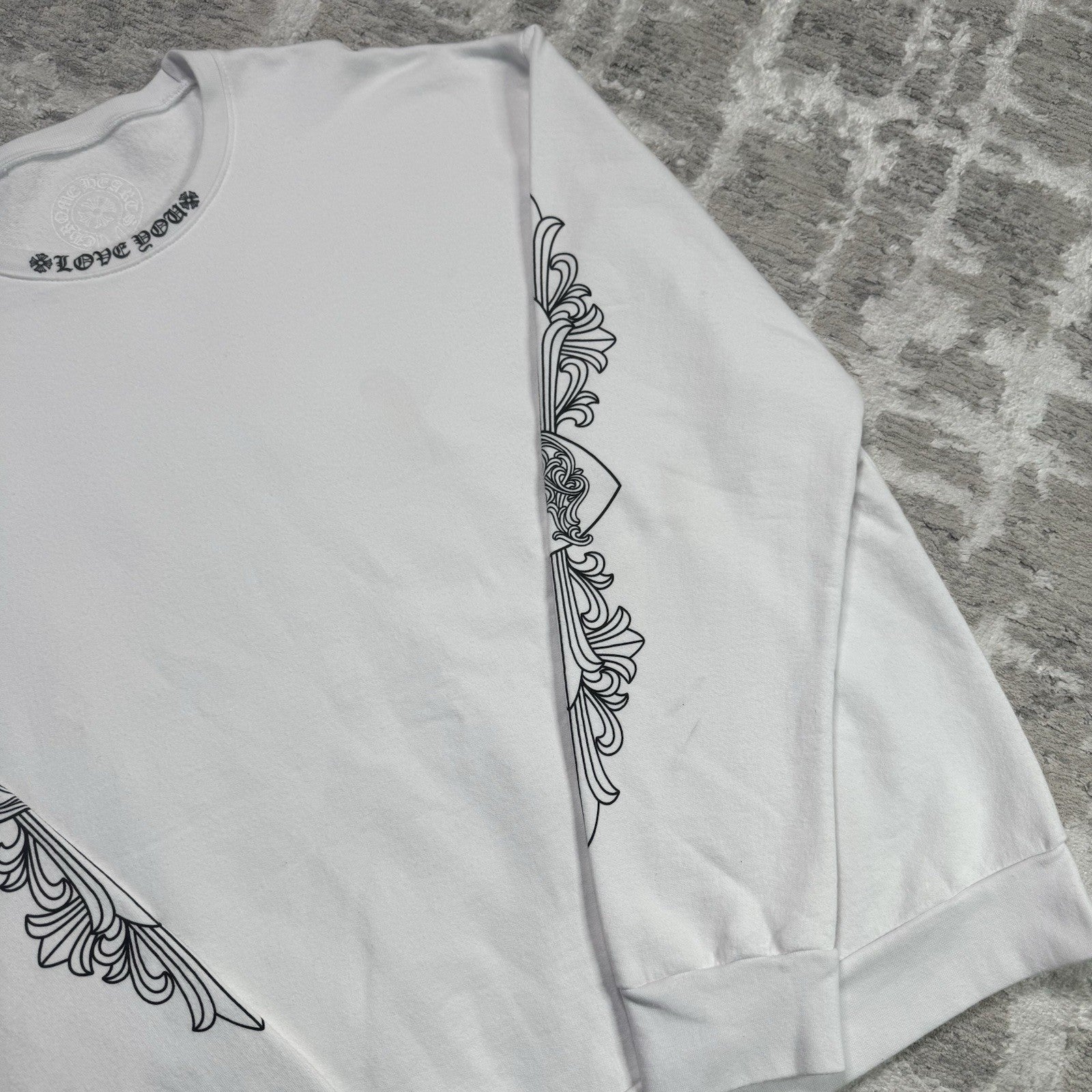 Chrome Hearts Love You Floral Heart Sleeve Pullover Crewneck 