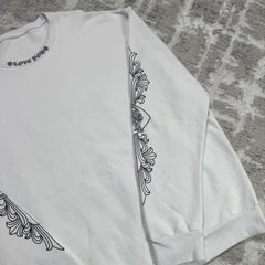 Chrome Hearts Love You Floral Heart Sleeve Pullover Crewneck 