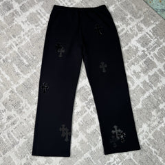 Chrome Hearts Leather Cross Patch Sweatpants 
