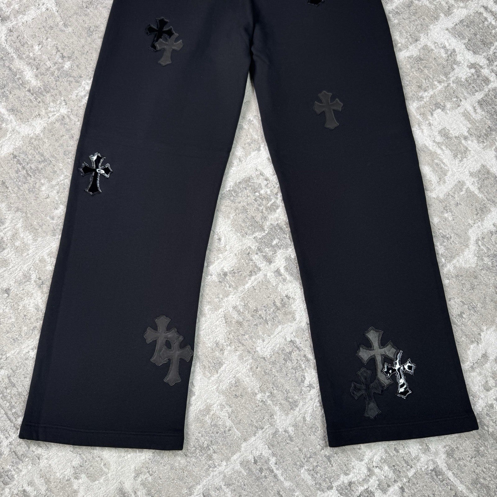 Chrome Hearts Leather Cross Patch Sweatpants 