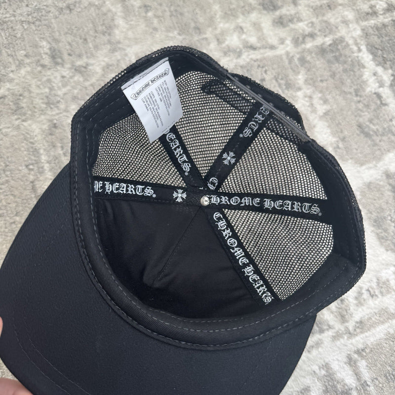 Chrome Hearts Leather Triple Cross Patch Trucker Hat 