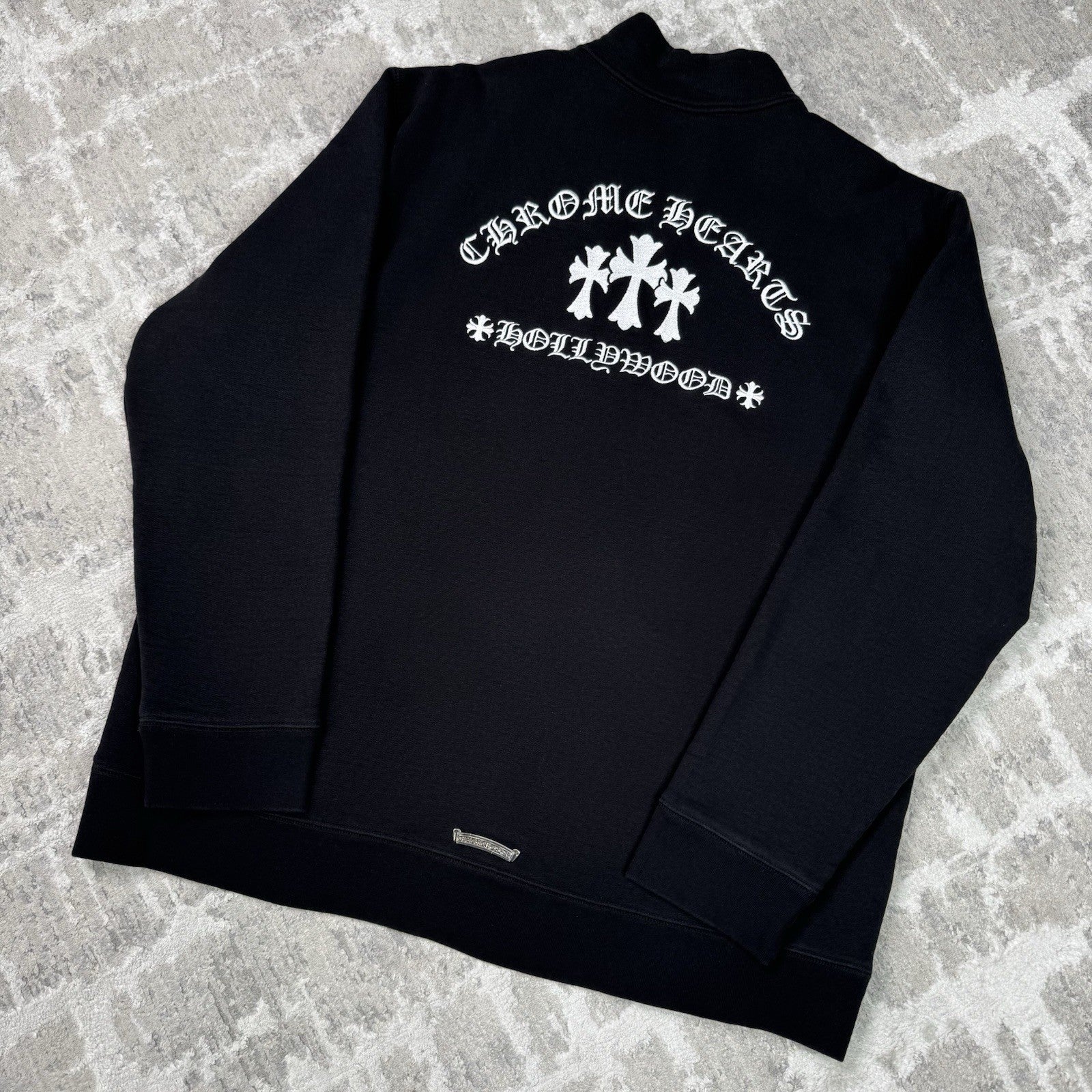 Chrome Hearts King Taco Triple Cross Embroidered Quarter Zip Up Pullover 