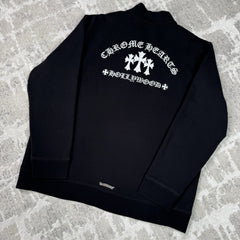 Chrome Hearts King Taco Triple Cross Embroidered Quarter Zip Up Pullover 