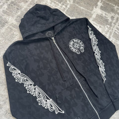 Chrome Hearts Cemetery Cross Monogram Zip Up Hoodie 