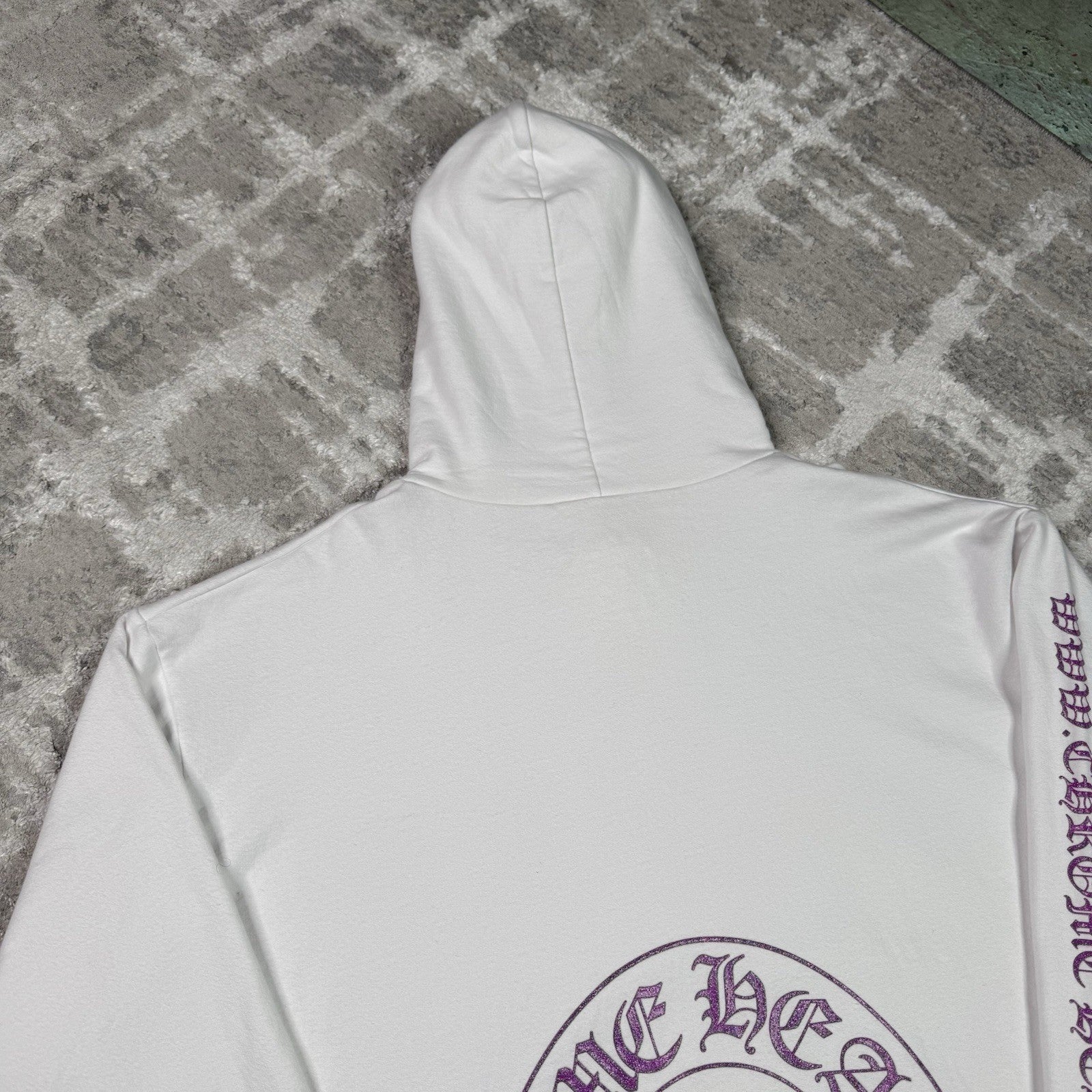 Chrome Hearts Purple Glitter Online Exclusive Horseshoe Pullover Hoodie 