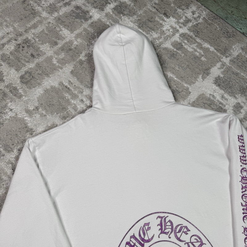 Chrome Hearts Purple Glitter Online Exclusive Horseshoe Pullover Hoodie 