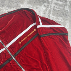 Chrome Hearts Velour Leather Zip Up Track Jacket 