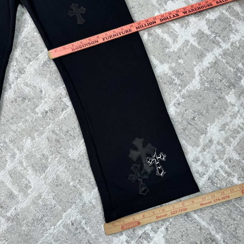 Chrome Hearts Leather Cross Patch Sweatpants 