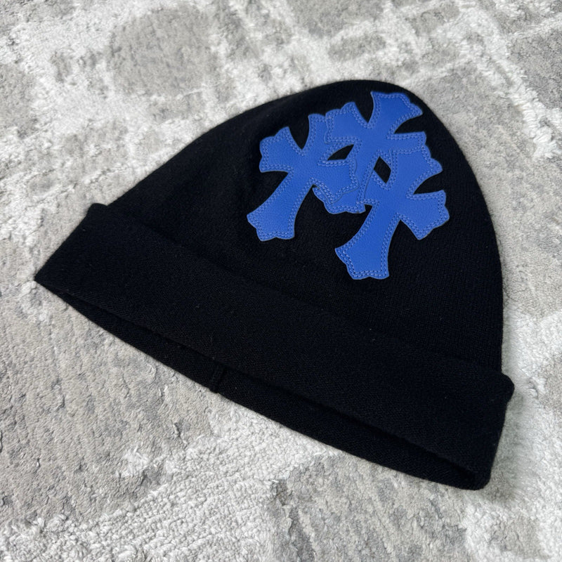 Chrome Hearts Triple cross Leather Patch Ski Mask Beanie 