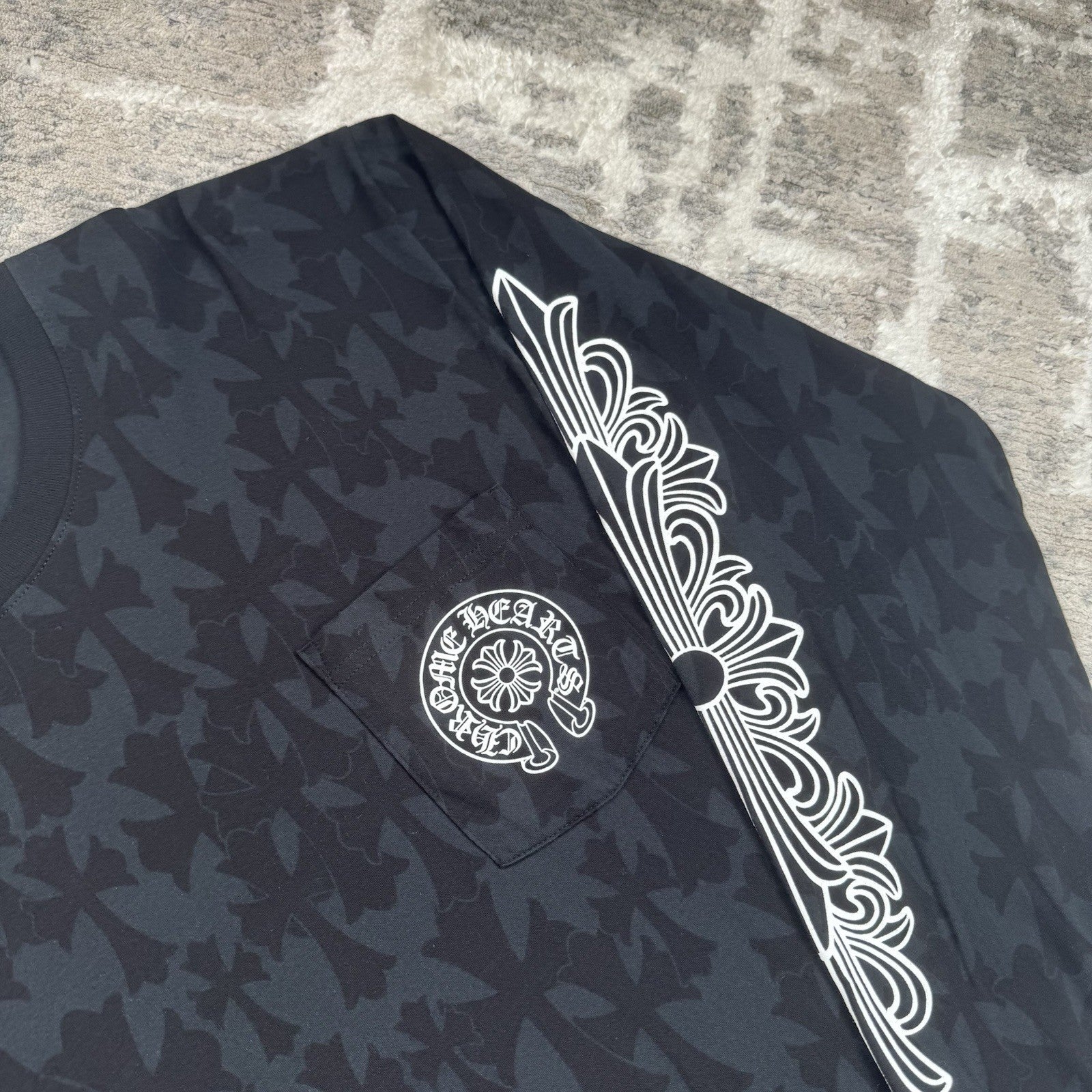 Chrome Hearts Cemetery Cross Monogram Print Long Sleeve Tee Shirt 