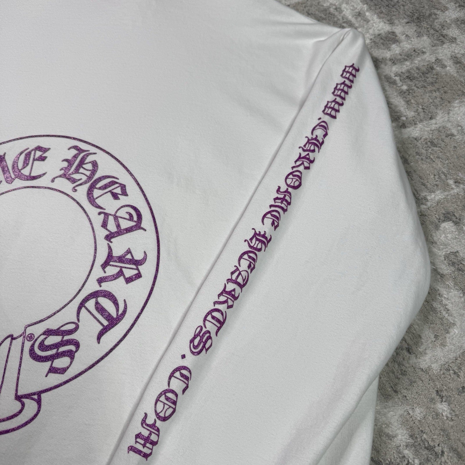 Chrome Hearts Purple Glitter Online Exclusive Horseshoe Pullover Hoodie 