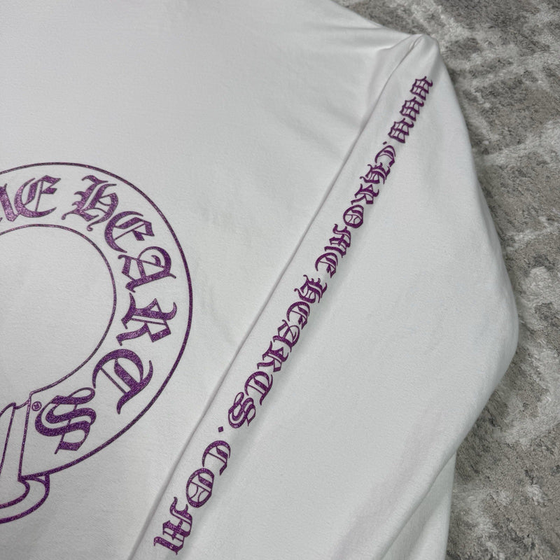 Chrome Hearts Purple Glitter Online Exclusive Horseshoe Pullover Hoodie 