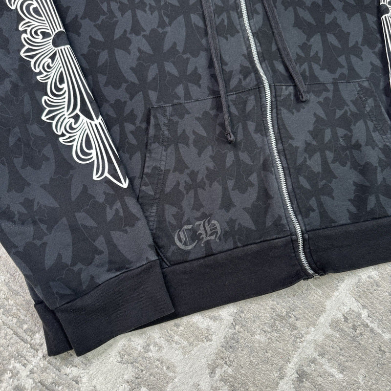 Chrome Hearts Cemetery Monogram Scroll Zip Up Hoodie 