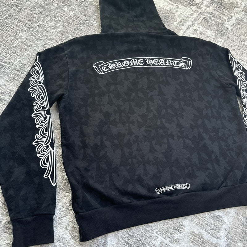 Chrome Hearts Allover Cemetery Cross Print Pullover Hoodie 