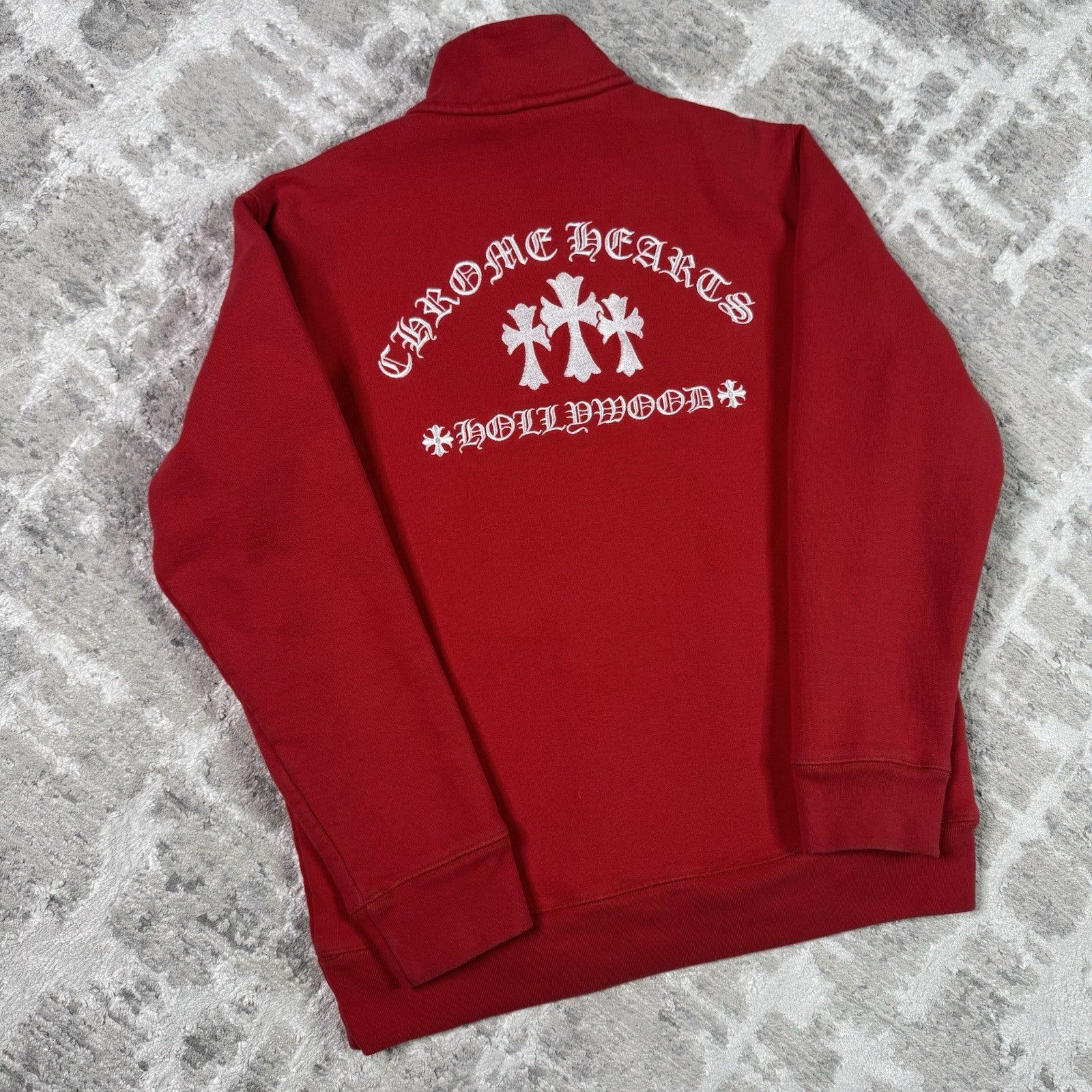 Chrome Hearts King Taco Triple Cross Embroidered Quarter Zip Pullover 