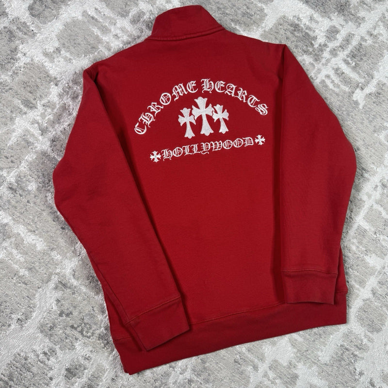 Chrome Hearts King Taco Triple Cross Embroidered Quarter Zip Pullover 
