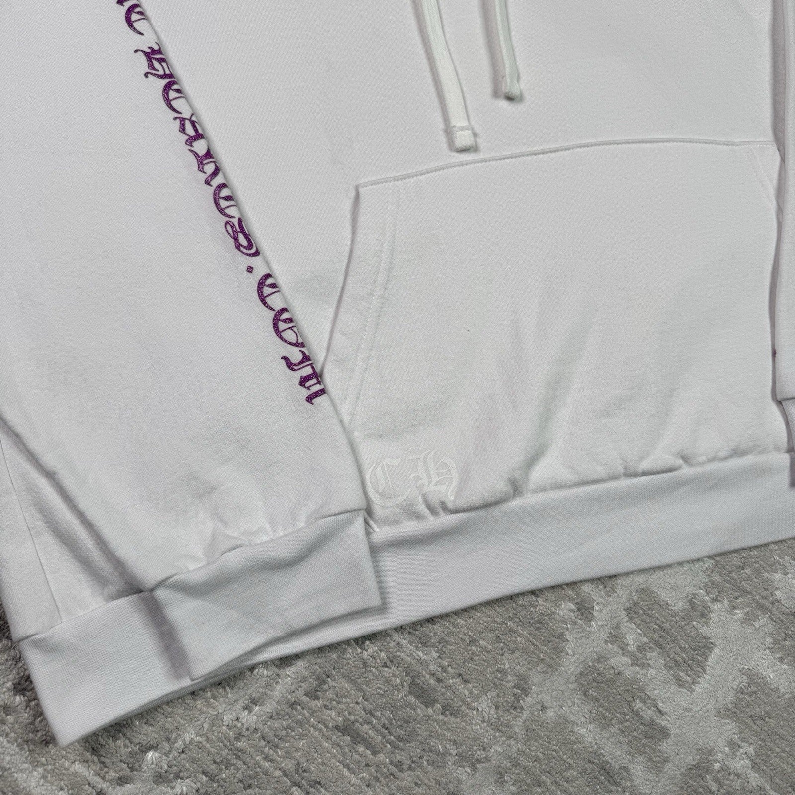 Chrome Hearts Purple Glitter Online Exclusive Horseshoe Pullover Hoodie 
