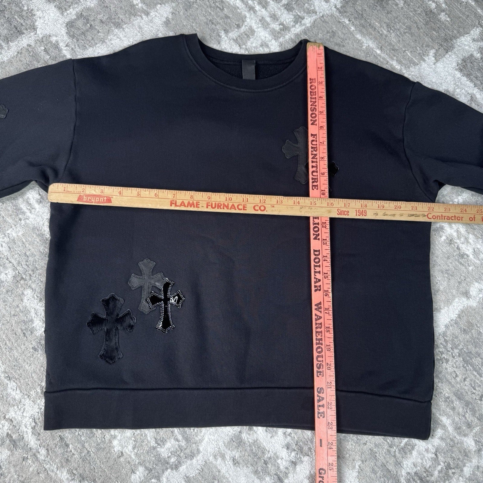 Chrome Hearts Leather Multi Cross Patch Pullover Crewneck Sweatshirt 