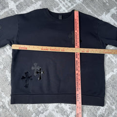 Chrome Hearts Leather Multi Cross Patch Pullover Crewneck Sweatshirt 