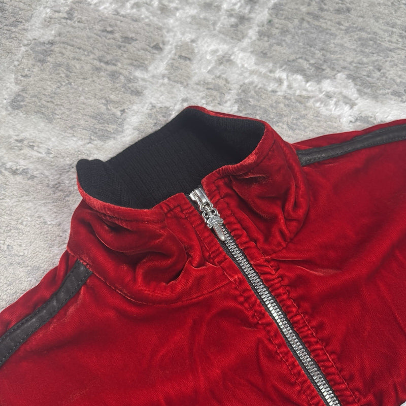 Chrome Hearts Velour Leather Zip Up Track Jacket 