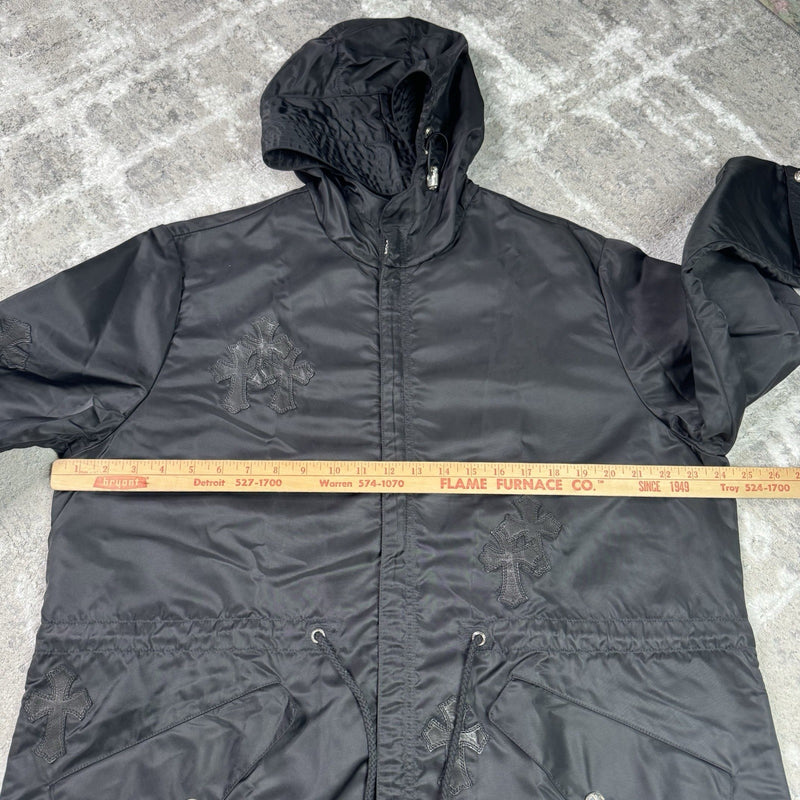 Chrome Hearts Cross Patch Nylon Fishtail Zip Up Parka Jacket 
