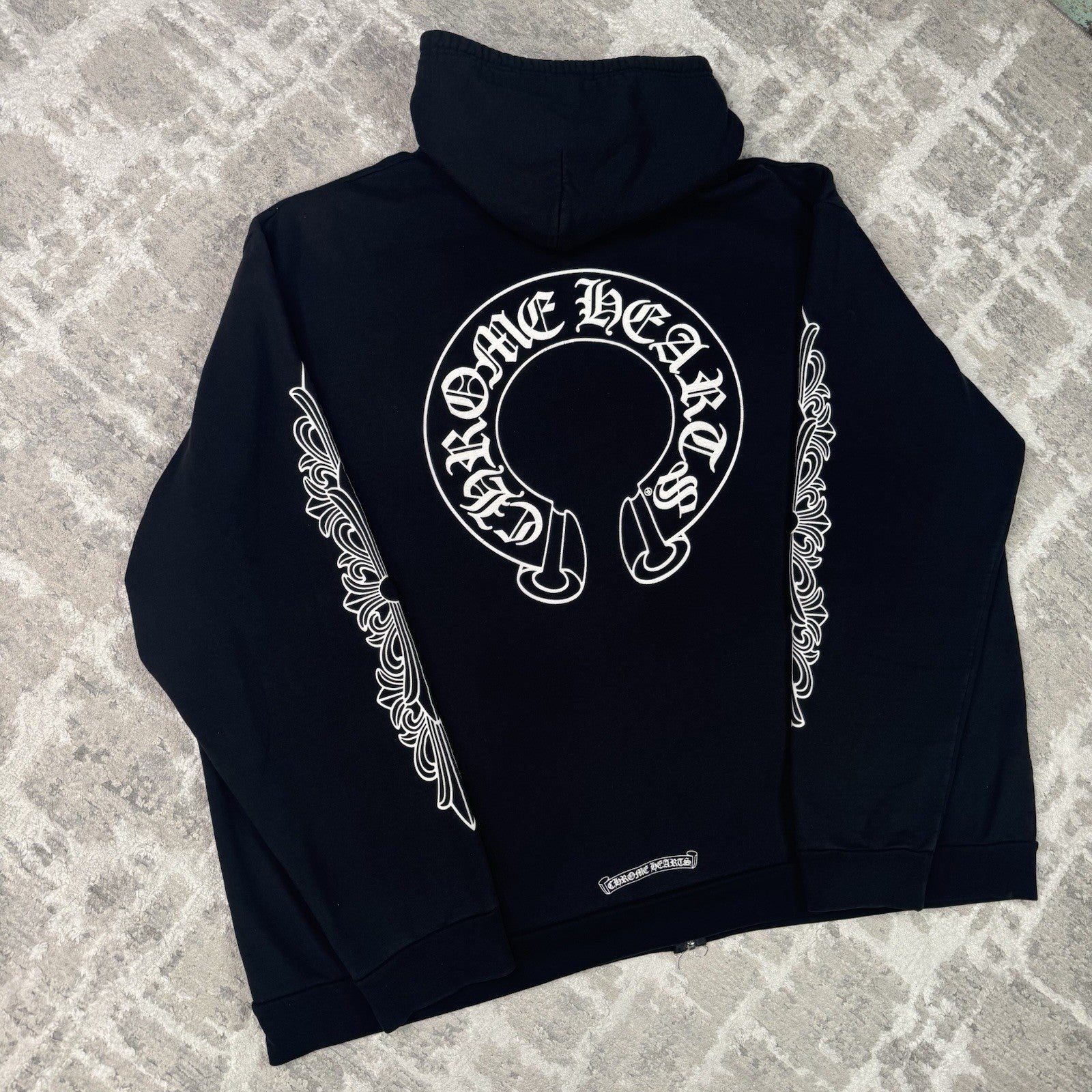Chrome Hearts Horseshoe Floral Zip Up Hoodie 