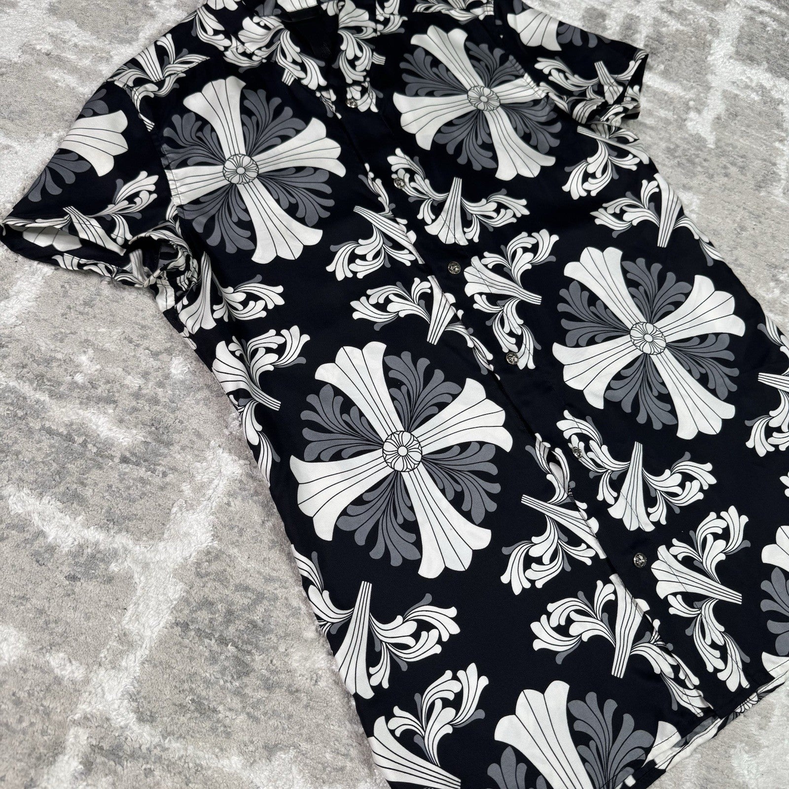Chrome Hearts Silk Plus Cross Button Up Shirt 