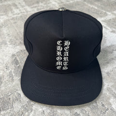 Chrome Hearts Waxed Denim Vertical Logo Baseball Hat 