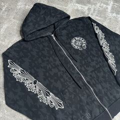 Chrome Hearts Cemetery Cross Zip Up Hoodie 