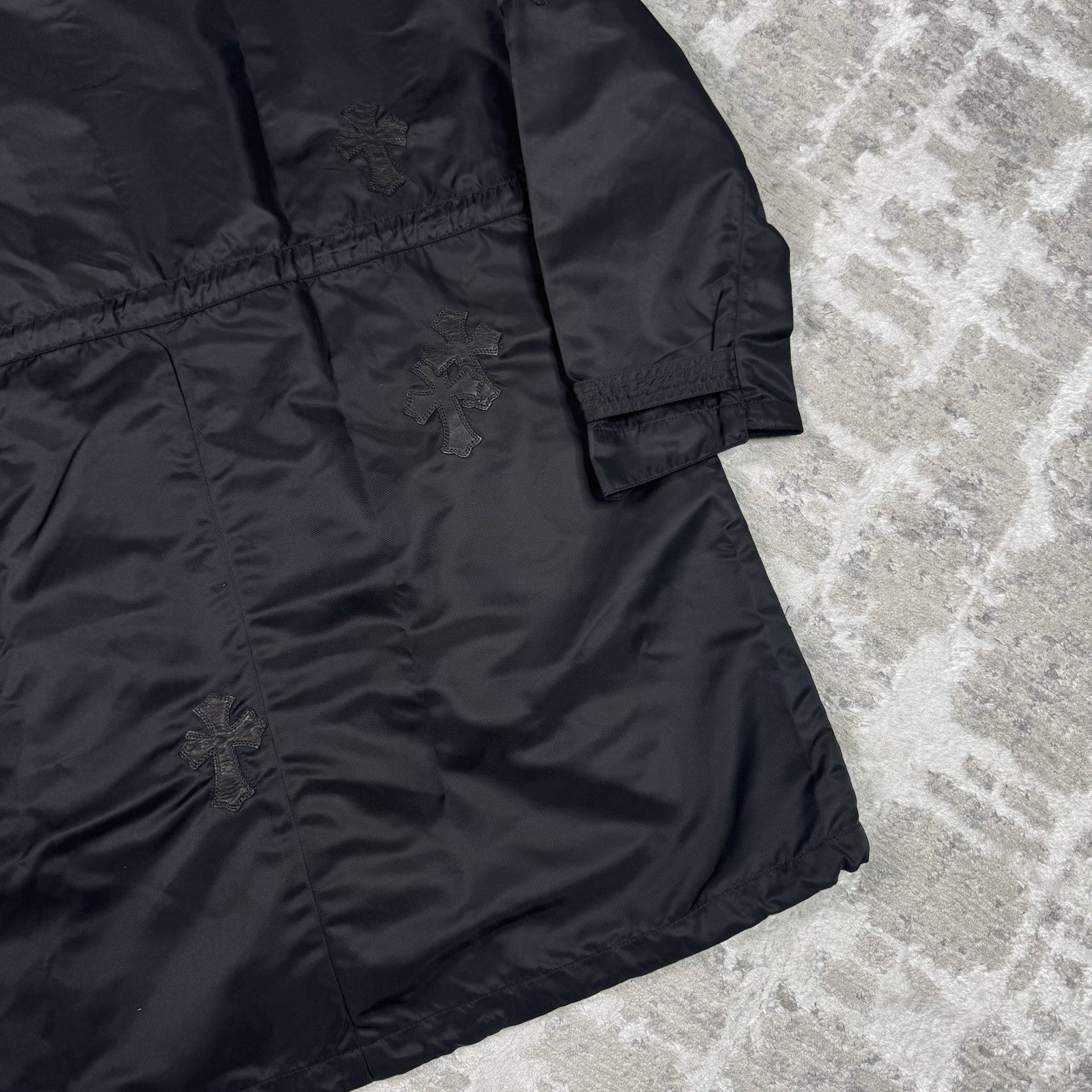 Chrome Hearts Cross Patch Nylon Fishtail Zip Up Parka Jacket 