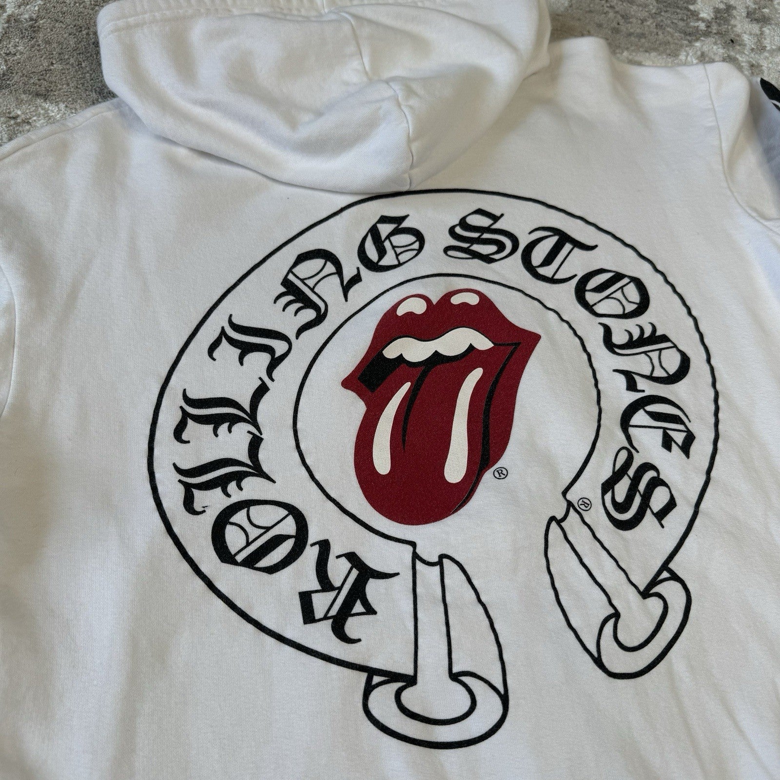 Chrome Hearts Rolling Stones Floral Horseshoe Zip Up Hoodie 