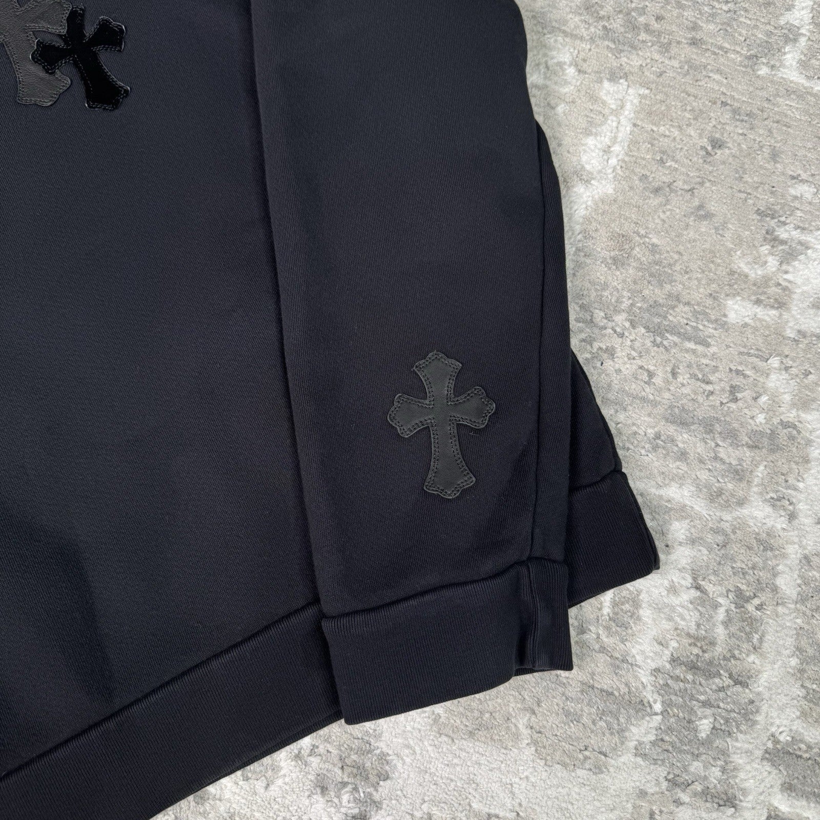 Chrome Hearts Leather Multi Cross Patch Pullover Crewneck Sweatshirt 