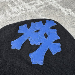 Chrome Hearts Triple cross Leather Patch Ski Mask Beanie 