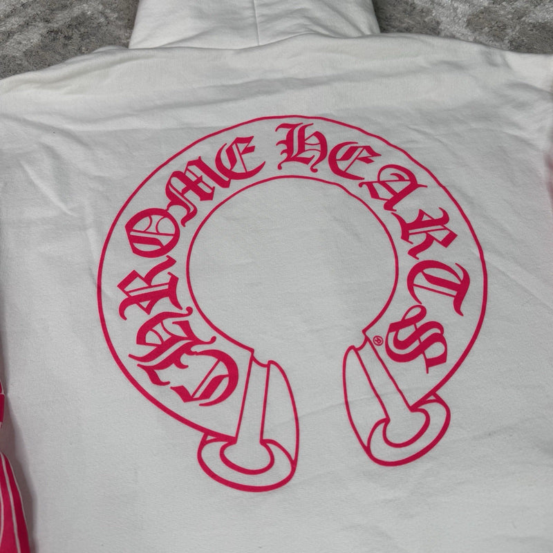 Chrome Hearts Floral Horseshoe Pink Pullover Hoodie 