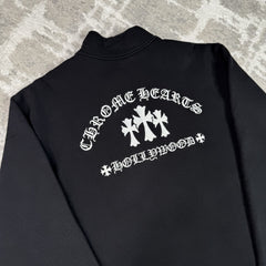 Chrome Hearts King Taco Triple Cross Embroidered Quarter Zip Up Pullover 