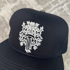 Chrome Hearts Waxed Denim Dagger Logo Baseball Hat