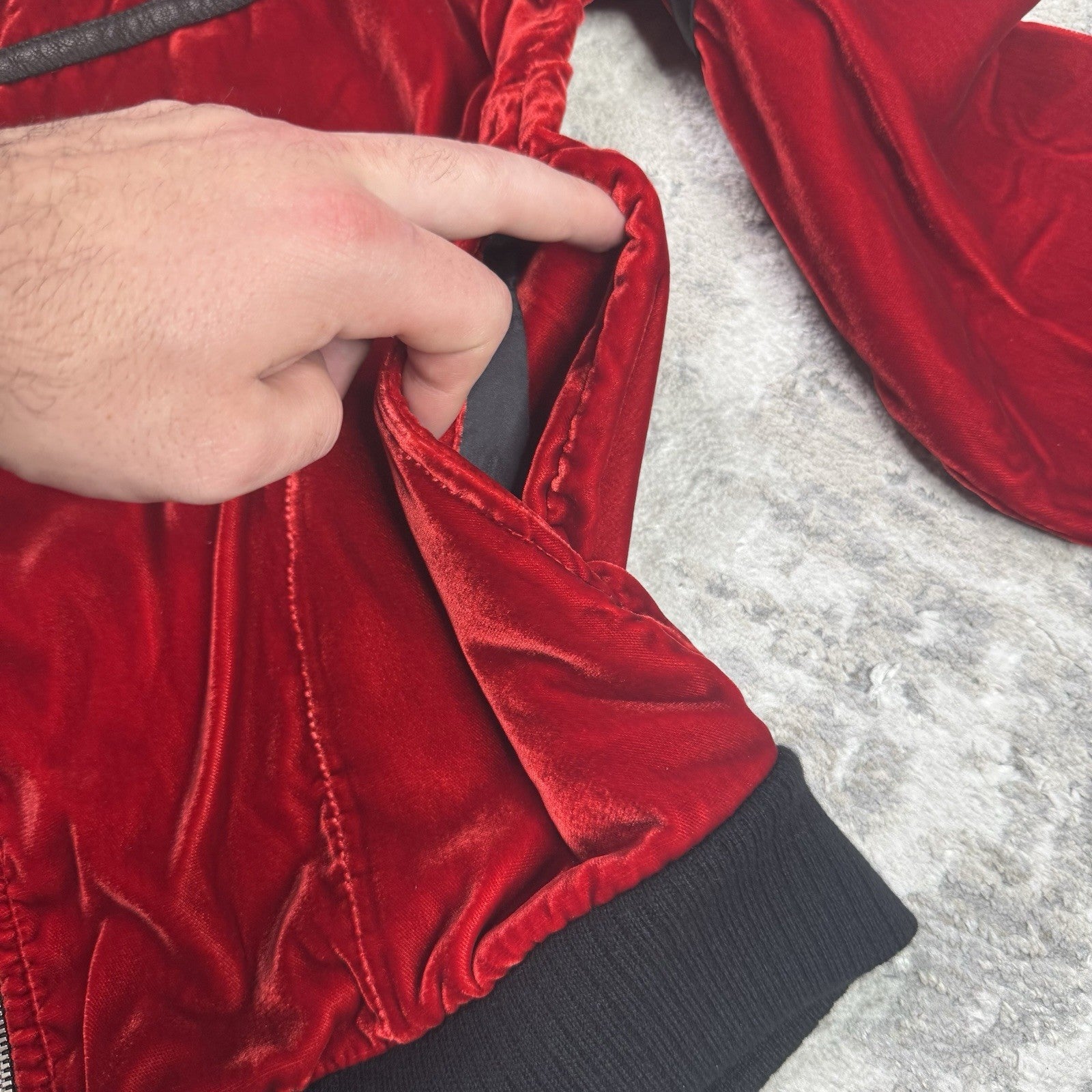 Chrome Hearts Velour Leather Zip Up Track Jacket 