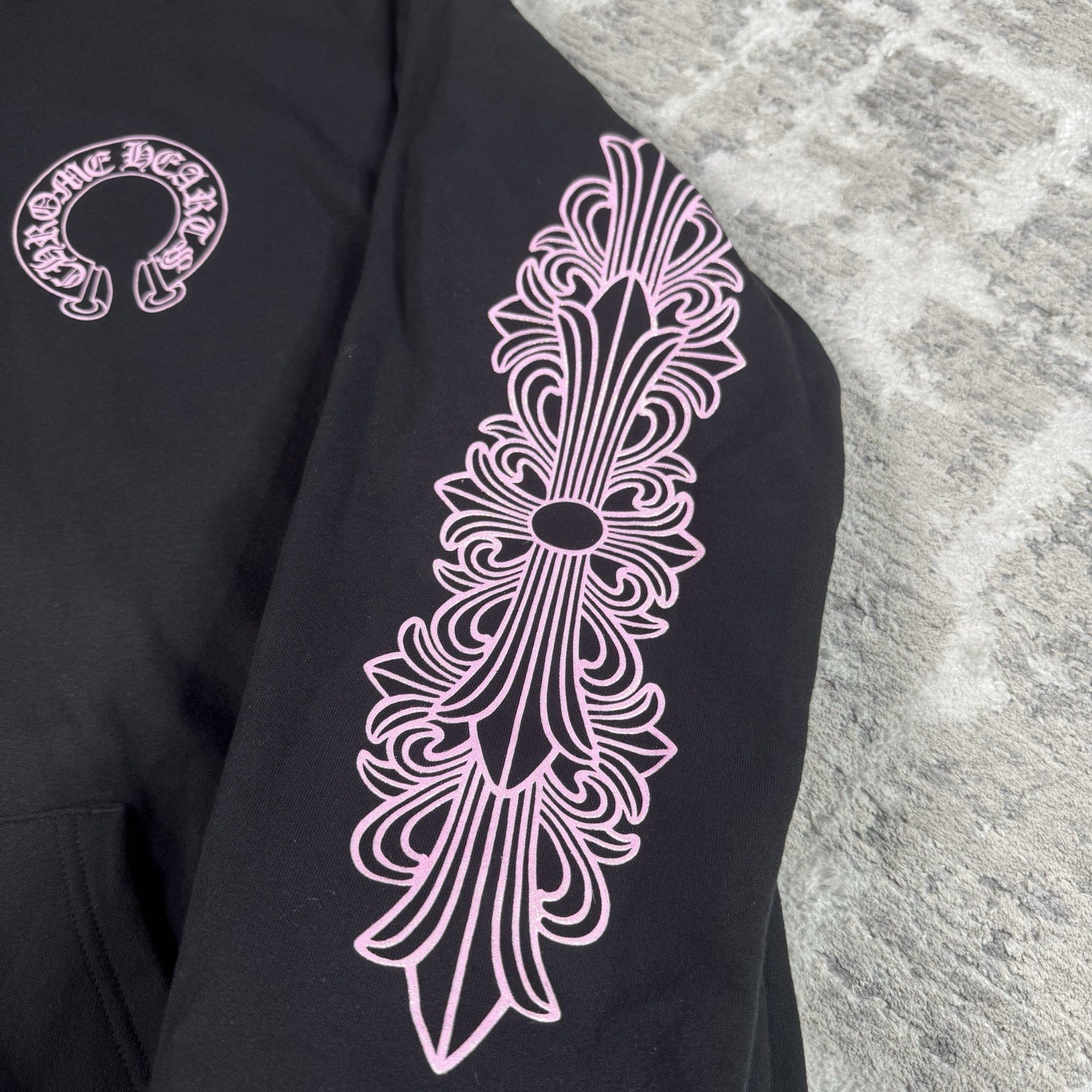 Chrome Hearts Friends And Family Pink Glitter Floral Pullover Hoodie