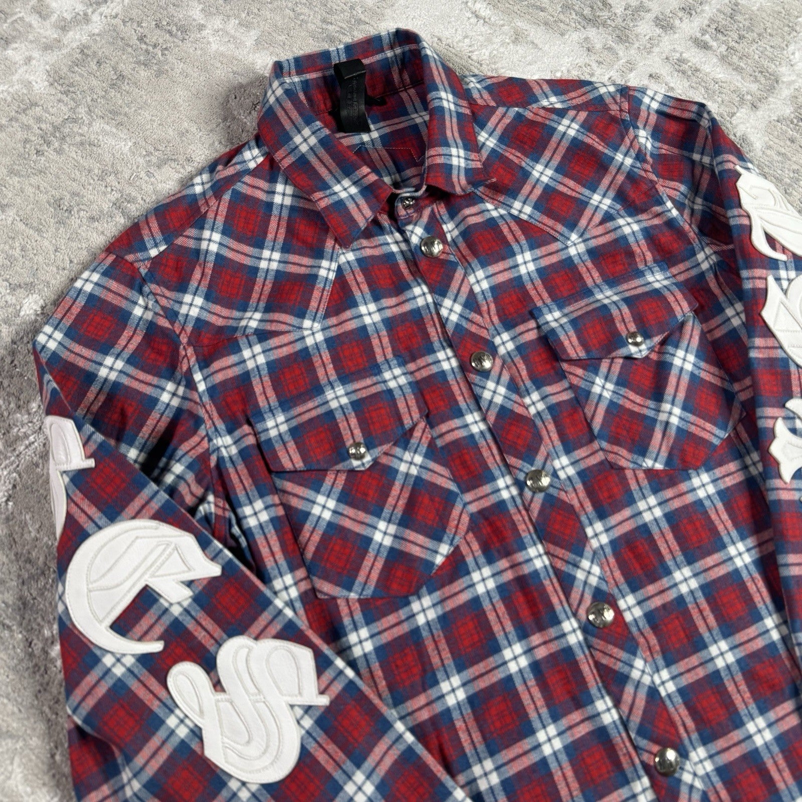 Chrome Hearts Guns N Roses Leather Patch Button Up 