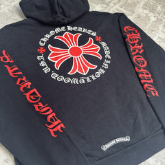 Chrome Hearts Red Plus Cross Pullover Hoodie 