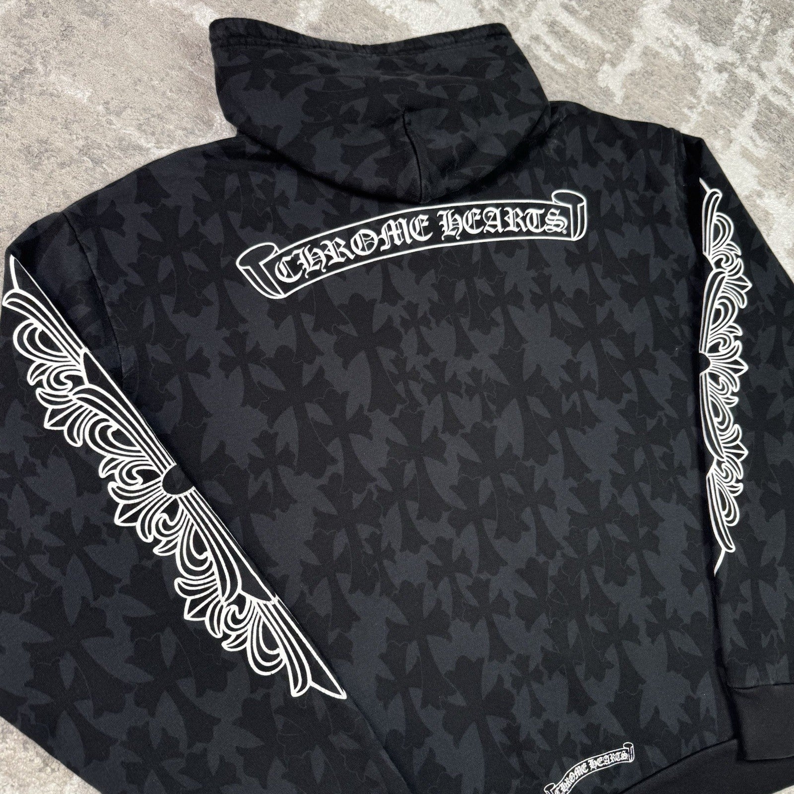 Chrome Hearts Cemetery Monogram Scroll Zip Up Hoodie 