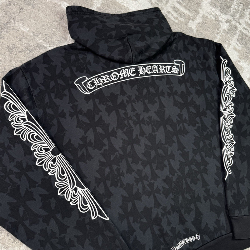 Chrome Hearts Cemetery Monogram Scroll Zip Up Hoodie 