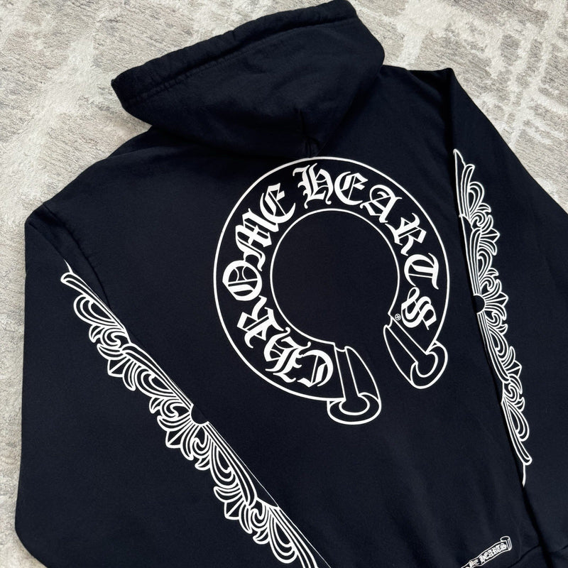 Chrome Hearts Horseshoe Floral Sleeve Pullover Hoodie 