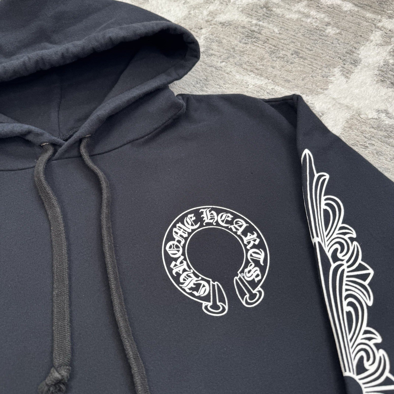 Chrome Hearts Horseshoe Floral Sleeve Pullover Hoodie 
