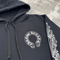 Chrome Hearts Horseshoe Floral Sleeve Pullover Hoodie 