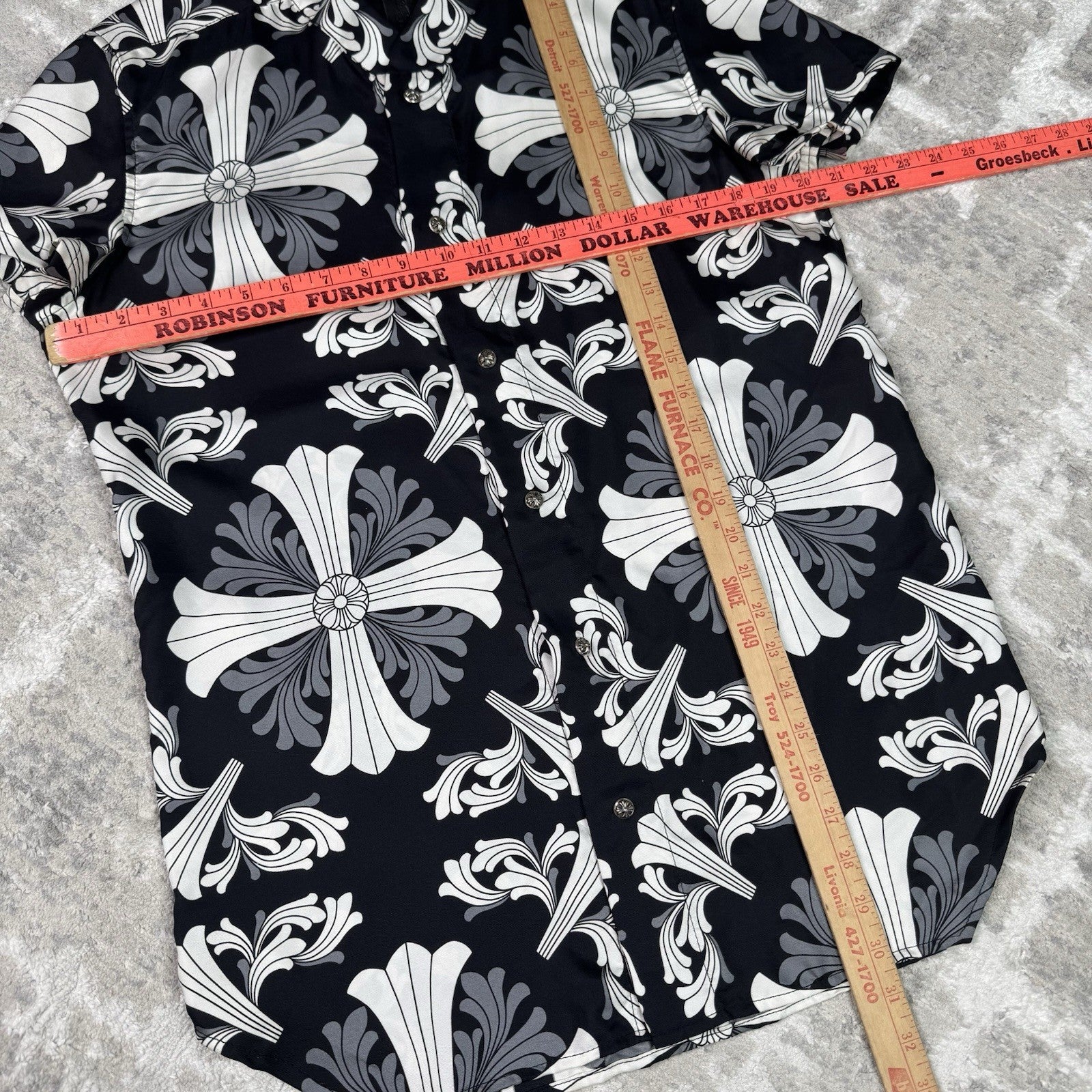 Chrome Hearts Silk Plus Cross Button Up Shirt 