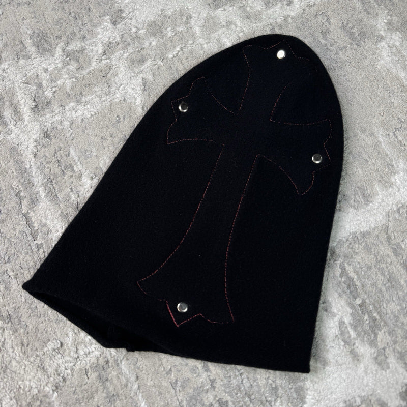 Chrome Hearts Red Cross Cashmere Ski Mask Hat