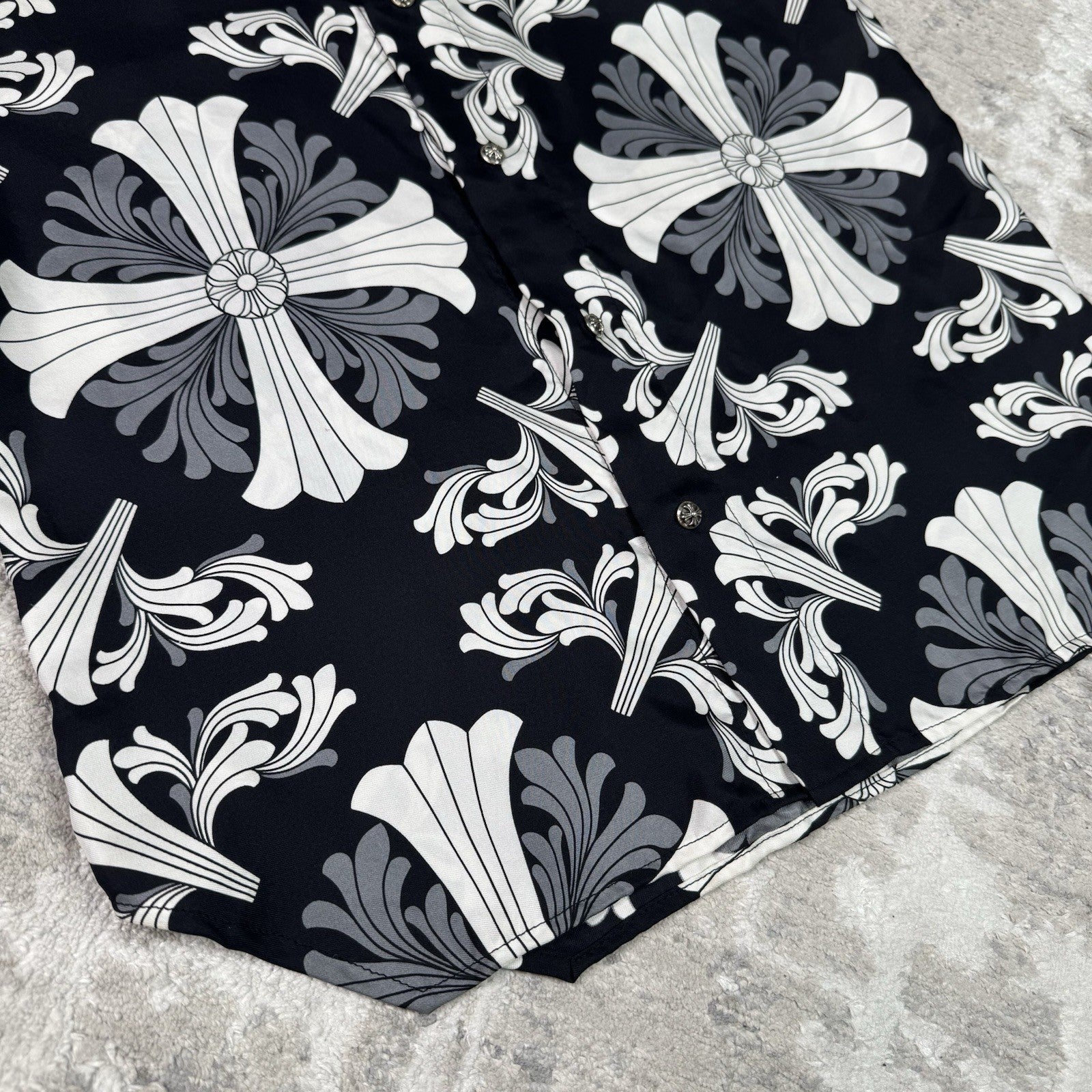 Chrome Hearts Silk Plus Cross Button Up Shirt 